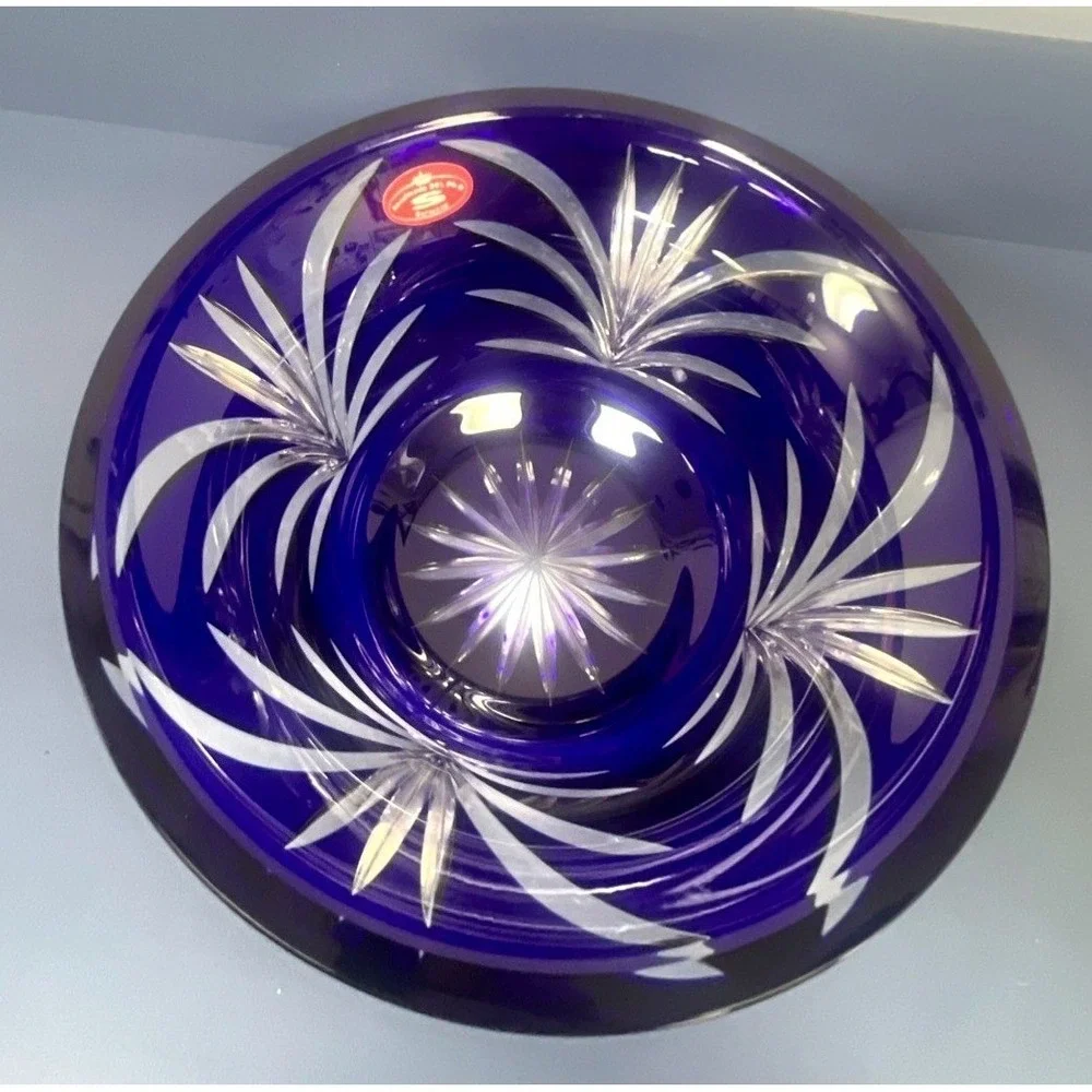 SCHONBORNER BLEIKRISTALL 24% CRYSTAL HAND MADE COBALT BLUE BOWL‎ 4